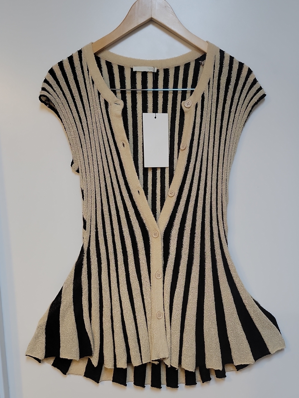 Zara Black & Cream Vertical Stripe Knit Wide-Leg Set - Picture 2 of 11